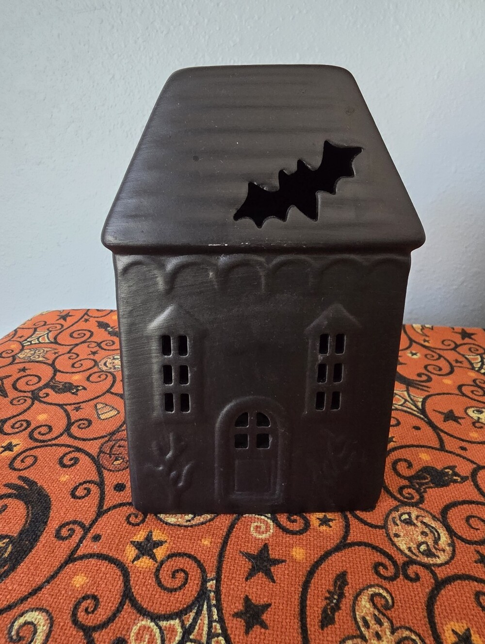 Halloween Black Ceramic Light Up Mini House Decor